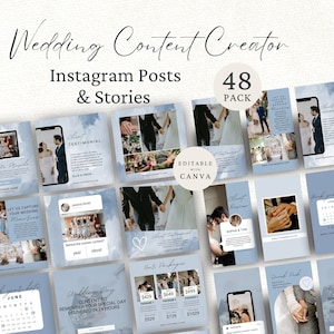 Wedding Content Creator Instagram Posts, Social Media Creator Templates, Instagram Stories, Editable Canva Template, Wedding Marketing, CC1