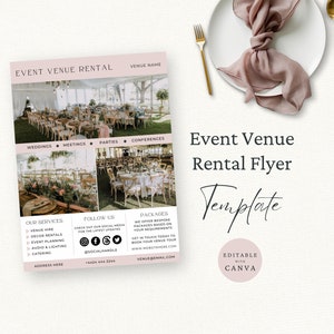 Event Venue Rental Flyer, Editable Canva Template, Wedding Venue Hire Advertisement, Party Venue Poster, Event Planning Services