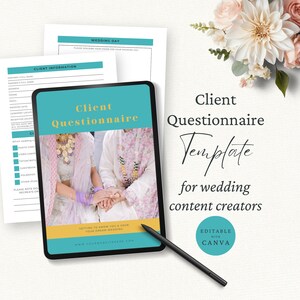 Wedding Content Creator Client Questionnaire, Editable Canva Template, Bride & Groom Client Onboarding, Wedding Marketing, Client Intake CC1