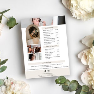 Wedding Hair & Makeup Pricing Guide Template, Bridal Party Hair Price List, Editable Canva Template, Glam Price Sheet, Beauty Services Flyer
