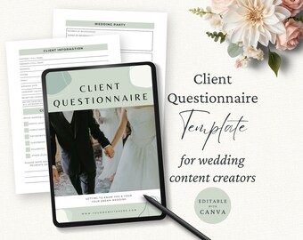 Wedding Content Creator Client Questionnaire Template, Client Onboarding, Editable Canva Template, Wedding Marketing, Client Intake CC1