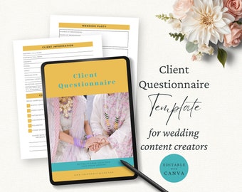 Wedding Content Creator Client Questionnaire, Editable Canva Template, Client Onboarding Form, Wedding Marketing, Couples Client Intake CC1