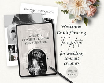 Wedding Content Ersteller Preisgestaltungsleitfaden Vorlage, Hochzeitskundenpreispaket, bearbeitbare Canva-Vorlage, professionelles Hochzeitsmagazin, Luxe, CC1