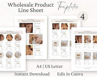 Groothandel bladsjabloon Canva, catalogus zakelijke prijzen, bewerkbare bladsjabloon, productbrochure, sieradencatalogus, kaarsen,