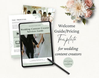 Wedding Content Creator Pricing Guide Template, Wedding Client Collections Pack, Editable Canva Template, Wedding Professional Magazine, CC1