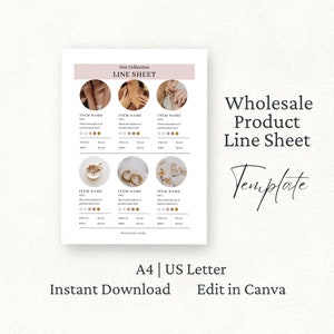 Wholesale Line Sheet Canva Template, Wholesale Product Price Sheet, Pricing Catalog, Candles Line Sheet, Wholesale Supplier Brochure, Pink