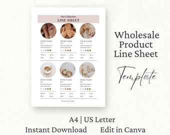Wholesale Line Sheet Canva Template, Wholesale Product Price Sheet, Pricing Catalog, Candles Line Sheet, Wholesale Supplier Brochure, Pink