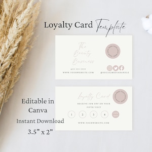 Business Loyalty Card, Canva Template, Printable Loyalty Card, Beauty Business, Editable Rewards Card, Salon Loyalty Card, Canva Business,