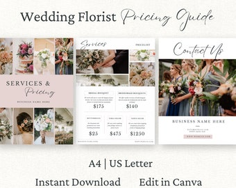 Wedding Florist Pricing Guide, Canva Template, Wedding Florist Price List Template, Pricing Sheet, Flower Shop Marketing Brochure,