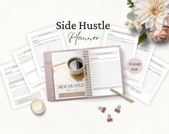 Planificador de negocios secundarios, cuaderno de trabajo imprimible para iniciar un negocio, planificador de objetivos empresariales, vendedor de Etsy, creador de contenido para bodas,