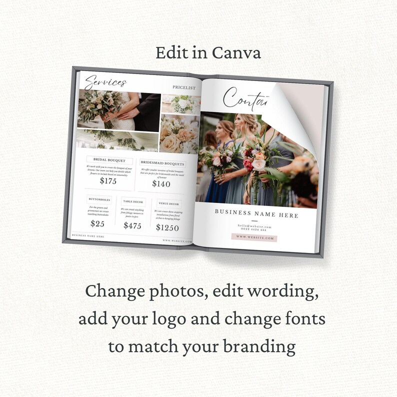 Wedding Florist Pricing Guide, Canva Template, Wedding Florist Price List Template, Pricing Sheet, Flower Shop Marketing Brochure, image 2