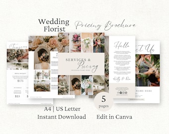Wedding Florist Pricing Guide Canva Template, Wedding Flowers Price List Template, Pricing Sheet, Flower Shop Marketing Brochure, Editable