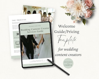 Wedding Content Creator Pricing Guide Template, Wedding Client Collections Pack, Editable Canva Template, Wedding Professional Magazine, CC1