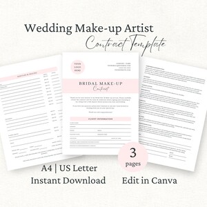 Wedding Makeup Artist Contract Template, Bridal MUA Services Agreement, Editable Canva Template, Freelance Makeup Contract, Bride T&Cs