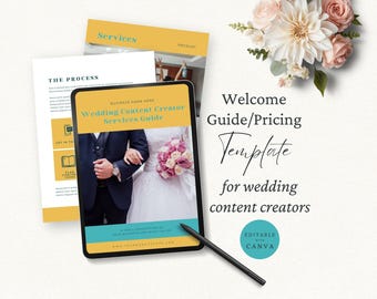 Wedding Content Creator Pricing Guide Template, Editable Canva Template, Wedding Client Collections Pack, Wedding Professional Magazine, CC1