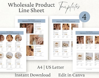 Sjabloon groothandel productlijn Canva, catalogus zakelijke prijzen, bewerkbare productbrochure, sieradencatalogus, prijslijst kaarsen,