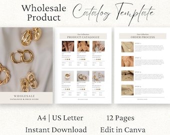 Wholesale Product Catalogue Template Canva, Business Pricing Catalog, Editable Line Sheet Template, Product Brochure, Jewelry Catalog,