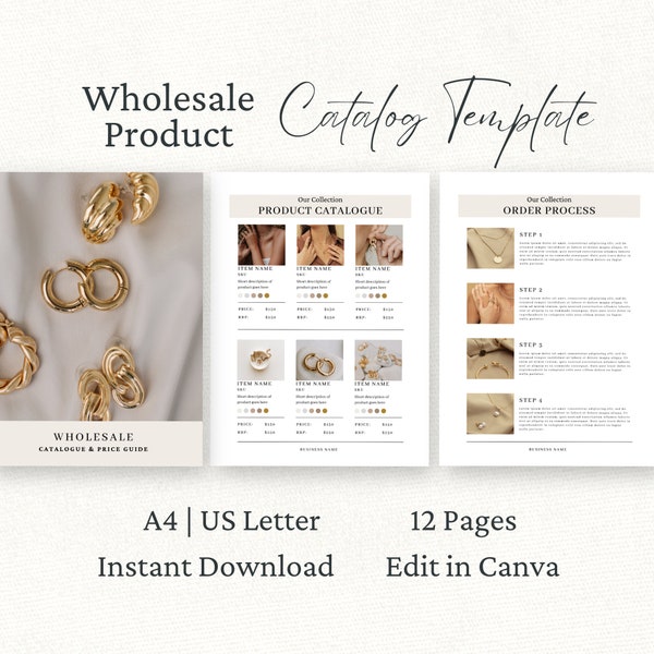 Wholesale Product Catalogue Template Canva, Business Pricing Catalog, Editable Line Sheet Template, Product Brochure, Jewelry Catalog,