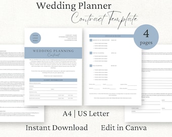 Wedding Planner Contract Template, Event Planning Services Agreement, Editable Canva Template, Wedding Coordinator Forms, Client Forms,
