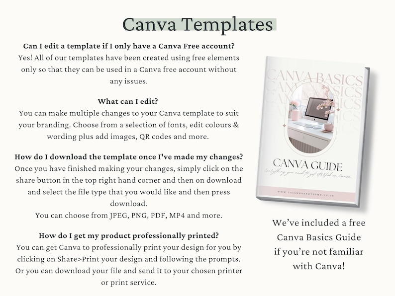 The image is a book cover for a book titled "Canva Templates".