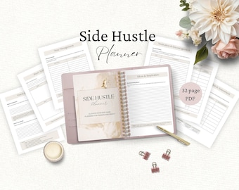 Planificador de negocios secundarios, cuaderno de trabajo imprimible para el inicio de pequeñas empresas, planificador de objetivos empresariales, vendedor de Etsy, creador de contenido para bodas,