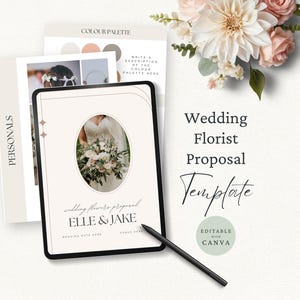Voorstelsjabloon bruiloftbloemist, bewerkbare canvassjabloon, prijsbrochure evenementbloemen, introductiegids voor klanten, prijsgids bloemen,