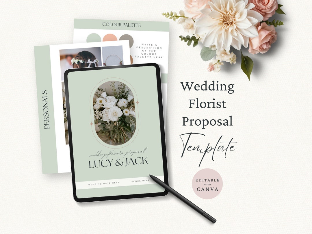 Wedding Florist Proposal Template, Editable Canva Template, Event Wedding Florist Proposal Template, Editable Canva Template, Event