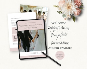 Wedding Content Creator Pricing Guide Template, Wedding Client Collections Pack, Editable Canva Template, Wedding Professional Magazine, CC1