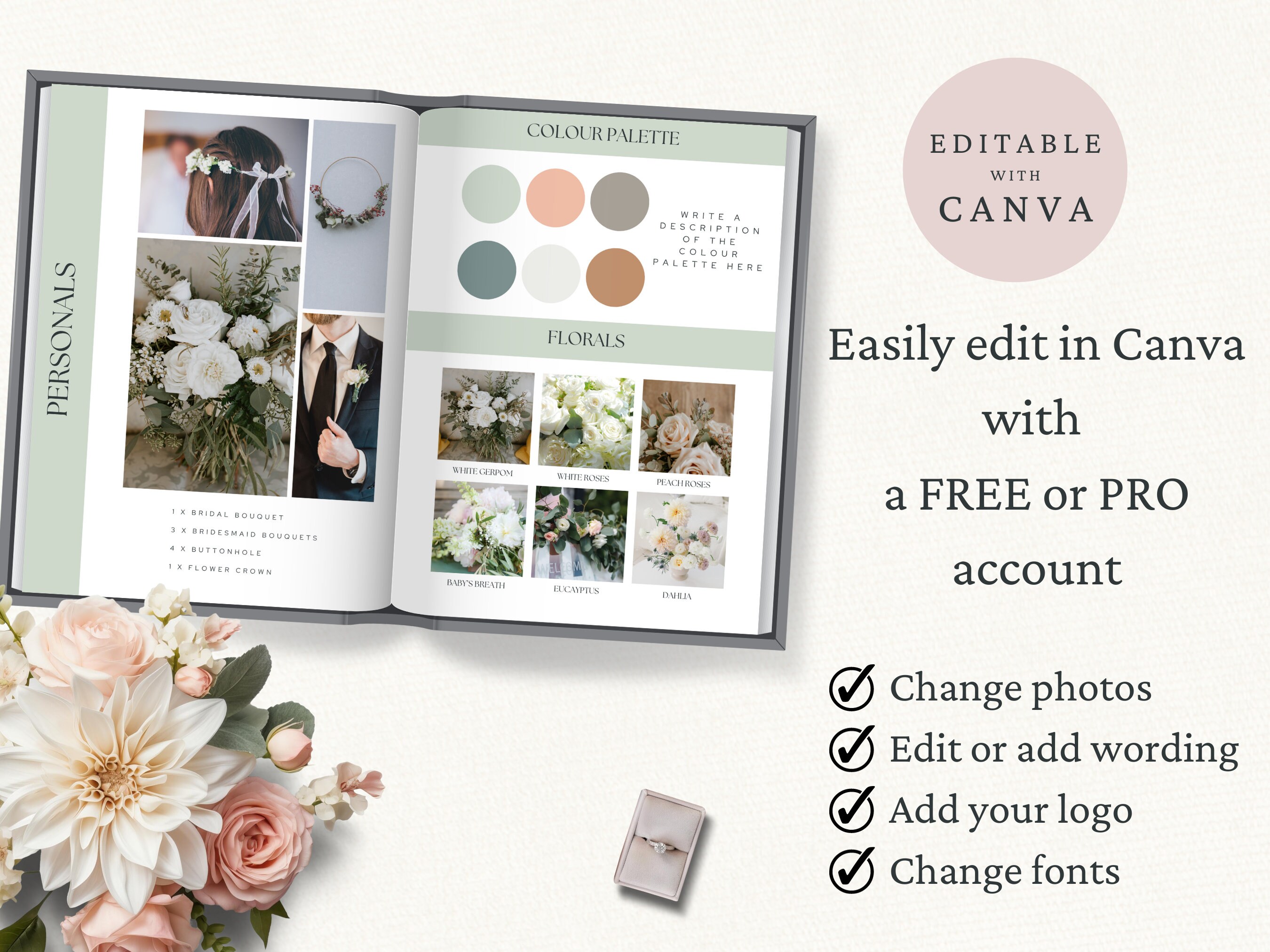 Wedding Florist Proposal Template Editable Canva Template Event Wedding Florist Proposal Template Editable Canva Template Event
