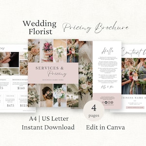 Wedding Florist Pricing Guide Canva Template, Wedding Florist Price List Template, Pricing Sheet, Flower Shop Marketing Brochure, Editable