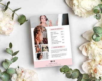 Bridal Makeup Pricing Guide Template, Wedding Party MUA Price List, Editable Canva Template, Glam Price Sheet, Beauty Services Flyer