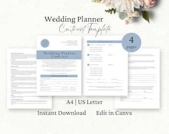 Wedding Planning Contract Template, Event Planner Services Agreement, Editable Canva Template, Wedding Coordinator Forms, Client Forms, WP1