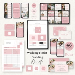 DIY Business Branding Kit for Wedding Florists, Logo Canva Template, DIY Marketing, Instagram Posts, Brand Identity Bundle, Floral, Rosa