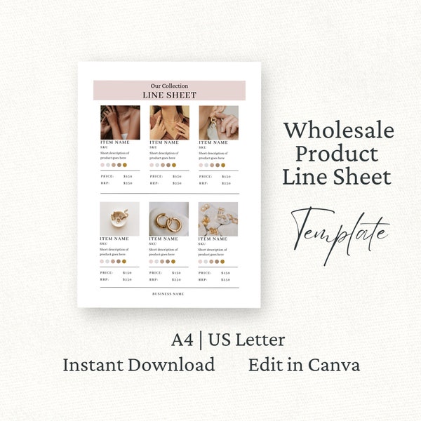 Wholesale Line Sheet Canva Template, Wholesale Product Price Sheet, Pricing Catalog, Candles Line Sheet, Wholesale Supplier Brochure, Pink