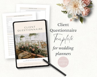 Wedding Planner Client Questionnaire Template, Client Onboarding, Editable Canva Template, Wedding Planning Marketing, Client Intake