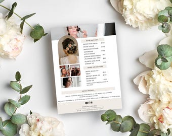 Wedding Hair & Makeup Pricing Guide Template, Bridal Party Hair Price List, Editable Canva Template, Glam Price Sheet, Beauty Services Flyer