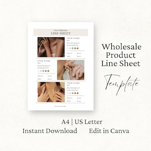 Wholesale Line Sheet Template, Canva Line Sheet, Wholesale Pricing Catalog, Jewelry Line Sheet, Wholesale Supplier Brochure, Neutral