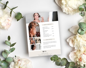 Wedding Makeup Pricing Guide Template, Bridal Party MUA Price List, Editable Canva Template, Glam Price Sheet, Beauty Services Flyer