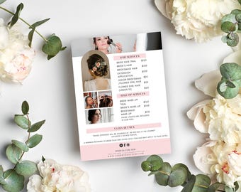 Wedding Hair & Makeup Pricing Guide Template, Bridal Party Hair Price List, Editable Canva Template, Glam Price Sheet, Beauty Services Flyer