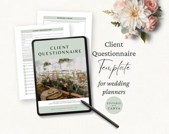 Wedding Planner Questionnaire, Client Onboarding, Editable Canva Template, Wedding Planning Marketing, Couples Intake Form, WP1