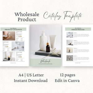 Wholesale Catalogue Template Canva, Skincare Pricing Catalog, Editable Product Line Sheet Template, Product Brochure, Wholesale Catalog