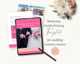 Wedding Content Creator Pricing Guide Template, Editable Canva Template, Wedding Client Collections Pack, Wedding Professional Magazine, CC1