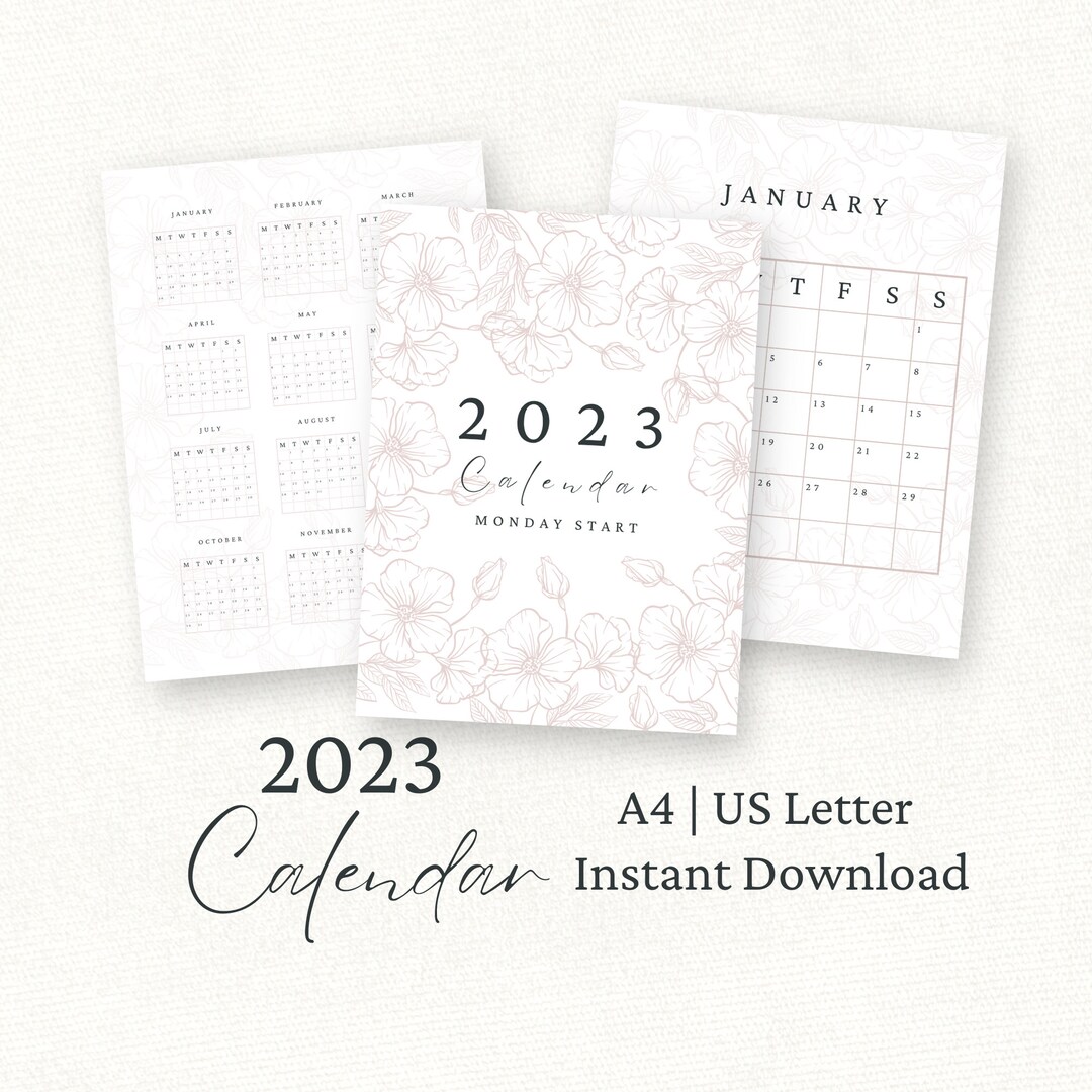 2023-floral-calendar-printable-2023-monthly-calendar-etsy