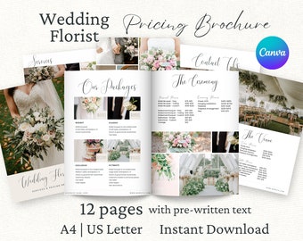 Wedding Florist Pricing Brochure, Wedding Vendor Price List Canva Template, Photography Pricing Sheet, Client Welcome Guide,