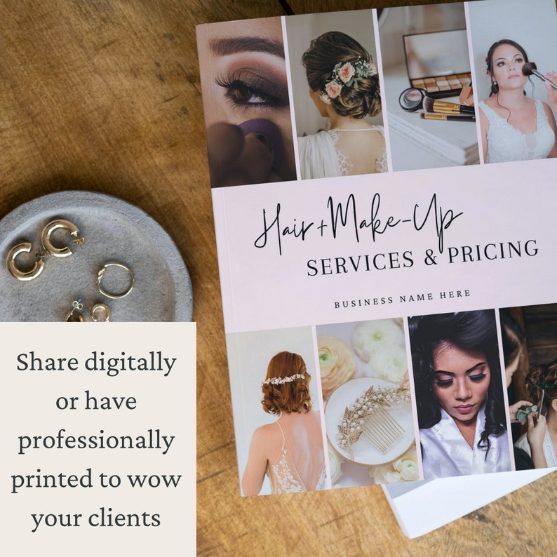Bridal Hair Stylist Pricing Guide, Canva Template, Wedding Hair Price List, Editable Marketing