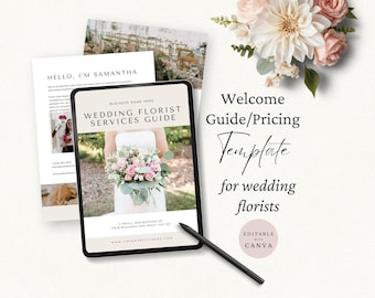 Wedding Florist Pricing Guide Template, Flower Packages Magazine, Editable Canva Template, Professional Welcome Guide, Florist Price List