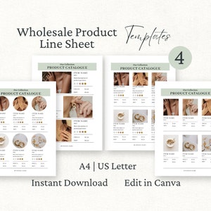 Wholesale Line Sheet Canva Template, Product Pricing Catalog, Editable Linesheet Template, Wholesale Brochure, Jewelry Catalog, Candles,