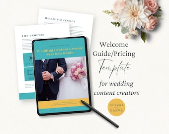 Wedding Content Creator Pricing Guide Template, Editable Canva Template, Wedding Client Collections Pack, Wedding Professional Magazine, CC1