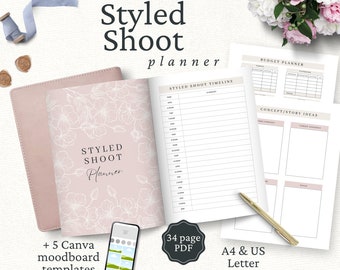 Wedding Styled Shoot Planner, How to Plan a Styled Shoot for Photographers, Content Photoshoot, Canva Moodboard Templates, Vision Boards,