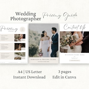 Wedding Photographer Pricing List, Canva Template, Photography Price Guide Template, Services Price List, Pricing Sheet, Marketing Brochure